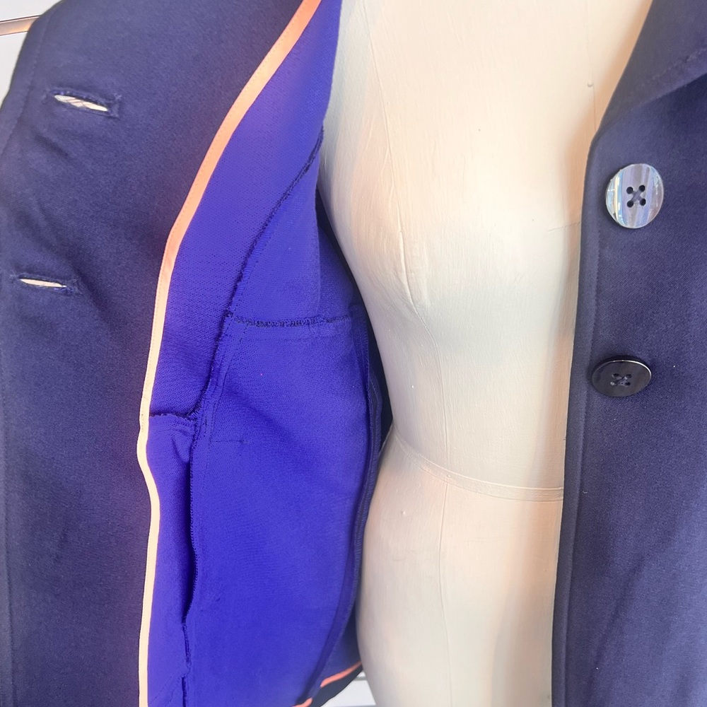 Anthropologie Navy Pea Coat - Women’s Purple & Orange Accents - NWT - Picture 7 of 16